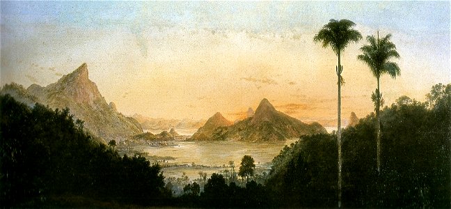 Nicola Facchinetti - Lagoa Rodrigo de Freitas, Rio de Janeiro, ca. 1884. Free illustration for personal and commercial use.