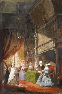 Nicolaas Pieneman - 1814, entree van mevrouw Wurfbain-Hurrelbrinck als regentes in het Luthers Evangelisch Weeshuis - SA 55064.8 - Amsterdam Museum