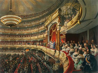 Mihaly Zichy-Auditorium Bolshoi Theatre 1856. Free illustration for personal and commercial use.