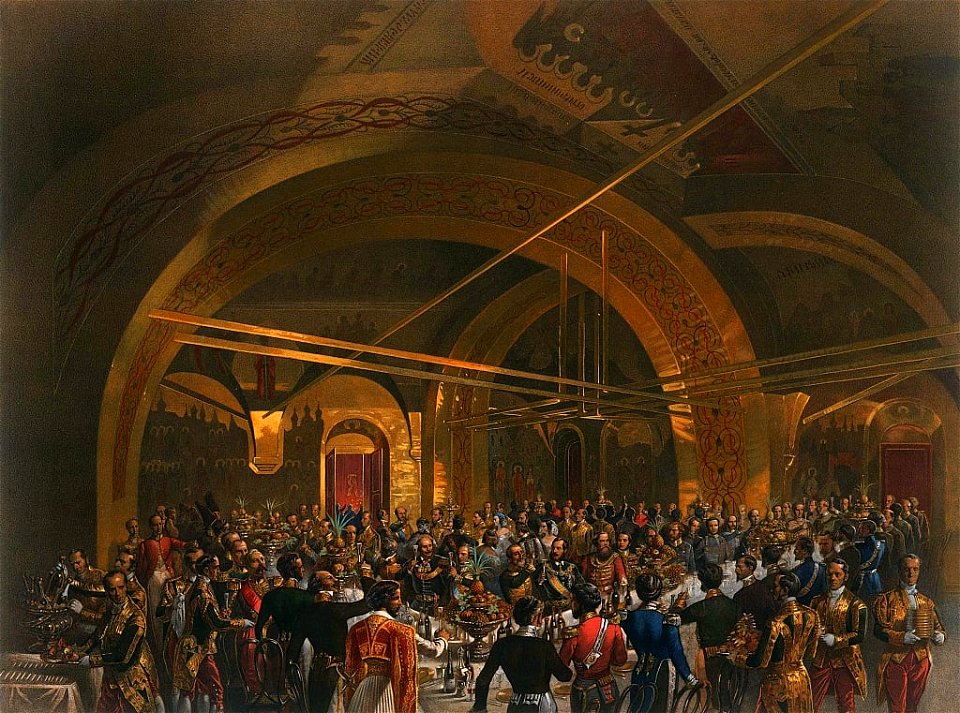 Mihaly von Zichy-Coronation banquet Kremlin Palace 1856