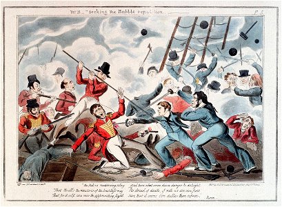 Midshipman Blockhead, Mr B seeking the Bubble reputation (caricature) RMG PU4834