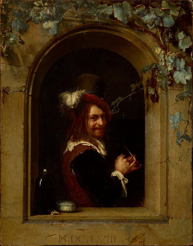 Frans van Mieris (I) - Man with Pipe at the Window (1658)
