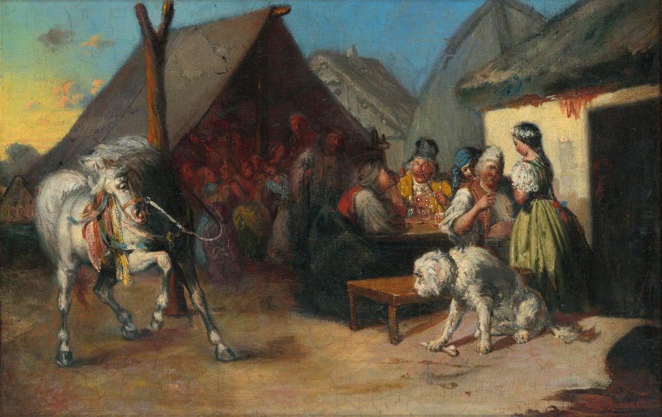 Mihály Munkácsy - Pred krčmou - M 351 - Ernest Zmeták Art Gallery