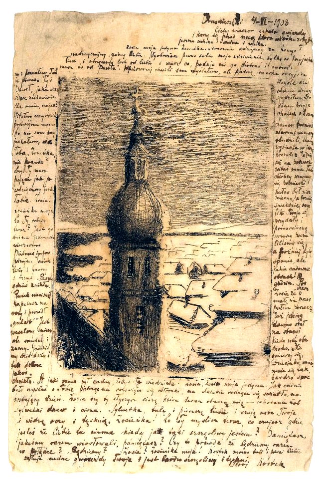 Mikalojus Konstantinas Ciurlionis - Snow Covered Village, 1906 (Letter 1908) - 1906 (1908)
