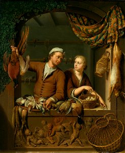 Willem van Mieris - The Poultry Shop 231N09302 7RY3X. Free illustration for personal and commercial use.