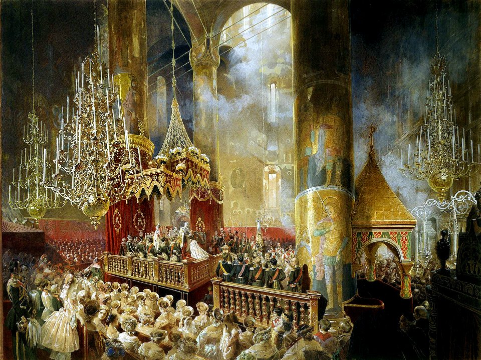 Mihály Zichy - Coronation of Alexander II (1857, Hermitage)