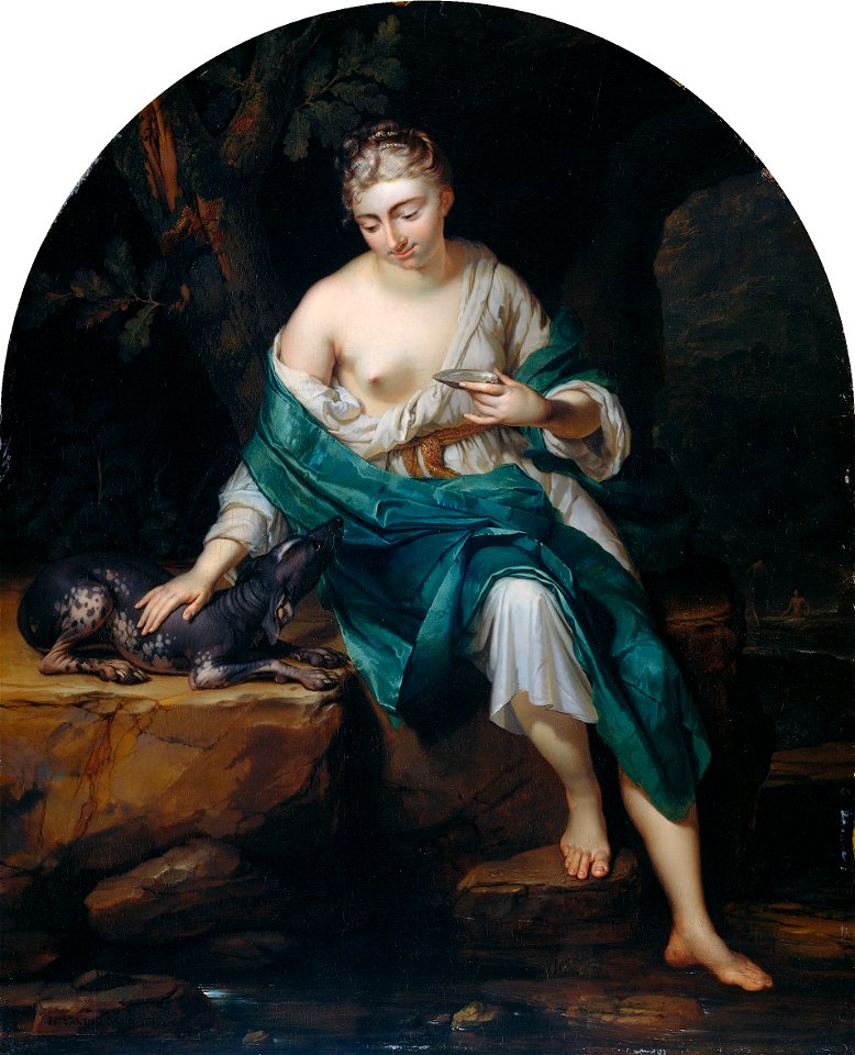 Herman van der Mijn - A Woman with a Dog, 1719
