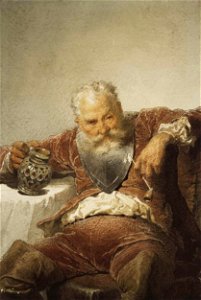 Mihály Zichy - Falstaff with a Tankard of Wine and a Pipe - WGA25976. Free illustration for personal and commercial use.