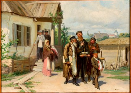 Mikołaj K. Pimonienko - Jews carrying items purchased at an auction - M.Ob.1157 - National Museum in Warsaw