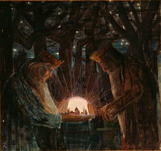 Mikalojus Konstantinas Ciurlionis - FAIRY TALE (FAIRY TALE OF KINGS) - 1909. Free illustration for personal and commercial use.