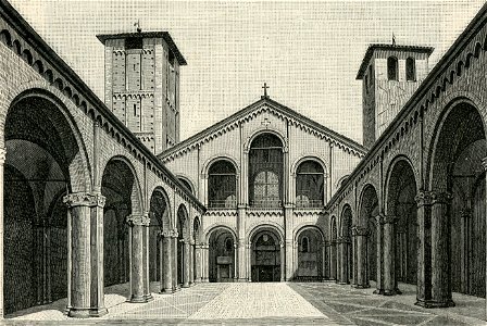Milano atrio e facciata della Basilica di Sant’Ambrogio