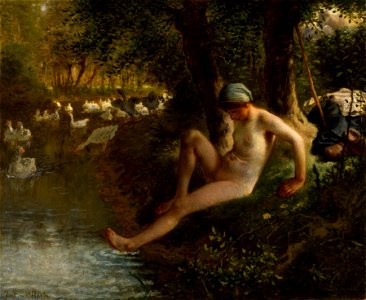 Jean-François Millet - The Goose Girl - Walters 37153. Free illustration for personal and commercial use.