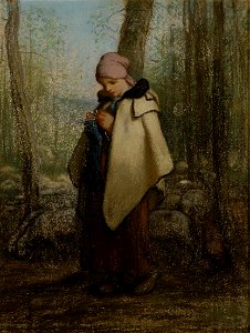 Jean-François Millet - The Knitting Shepherdess (1856)