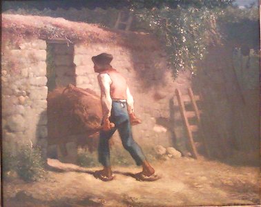 Peasant with a Wheelbarrow by Jean-Francois Millet. Free illustration for personal and commercial use.