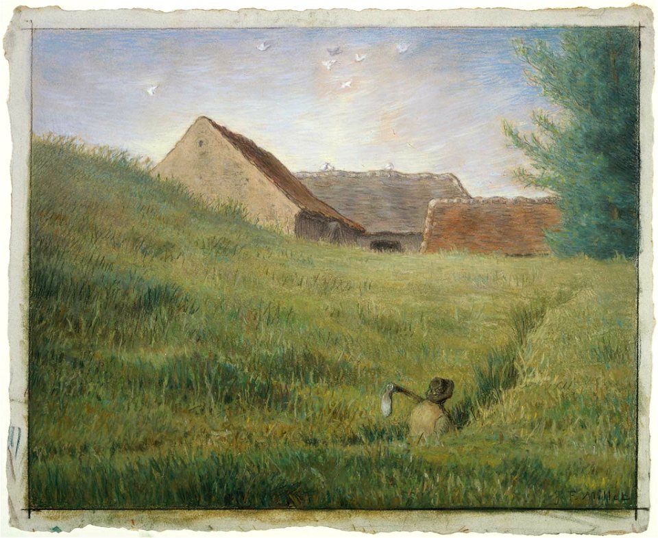 Path through the Wheat by Jean-François Millet, pastel and conté crayon