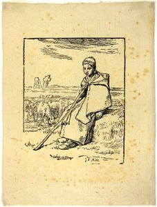 Millet - The Shepherdess, 1941.452. Free illustration for personal and commercial use.