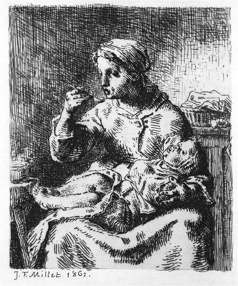 Millet - Woman Feeding a Child, P6422