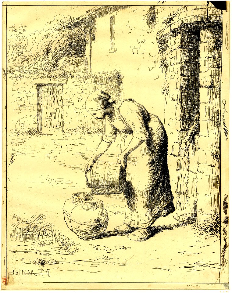 Millet - Femme vidant un seau, 1876,0510.395