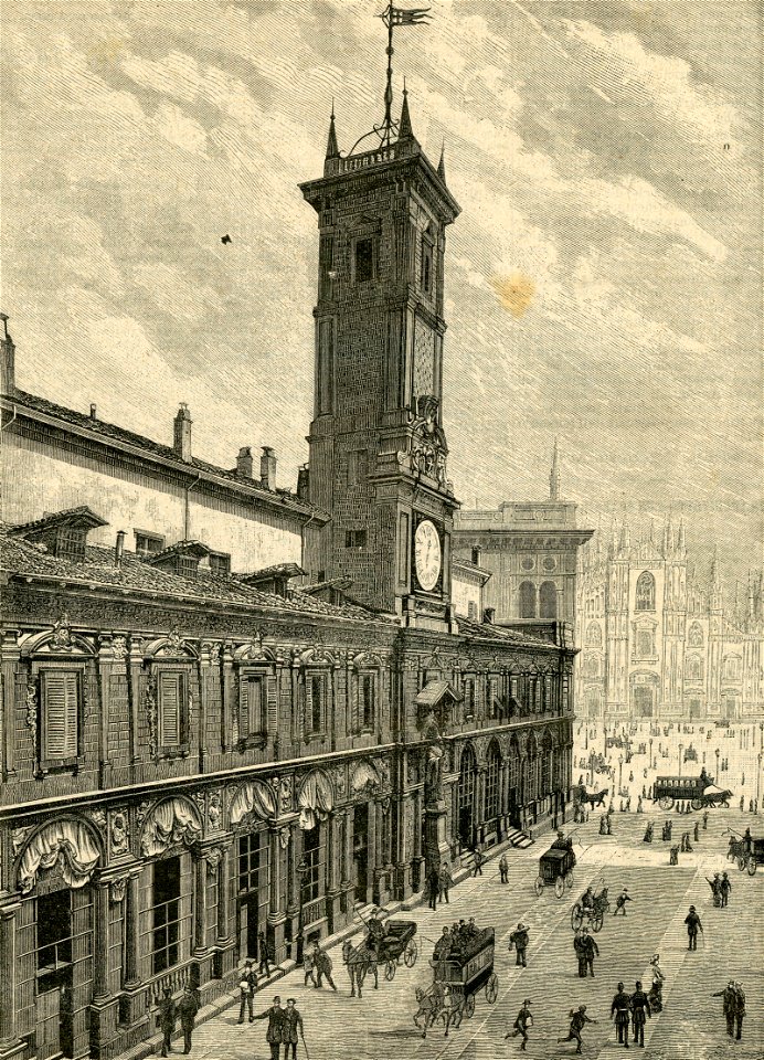 Milano il Palazzo dei Giureconsulti ora della Borsa in Piazza Mercanti
