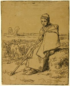 Millet - The Shepherdess, 1944.77. Free illustration for personal and commercial use.