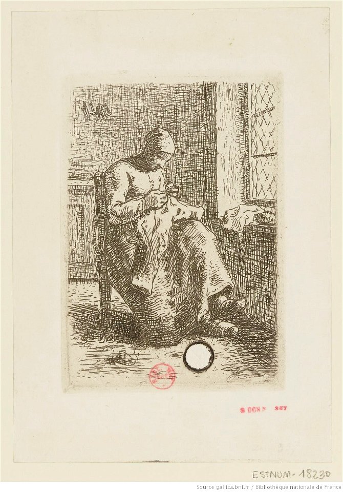 Millet - La Couseuse, 3ème état, btv1b10508230s