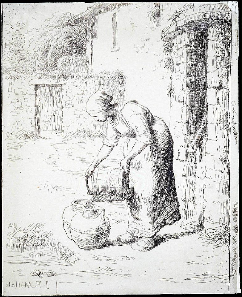 Millet - Woman Emptying a Bucket, M19358