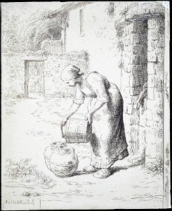 Millet - Woman Emptying a Bucket, M19358