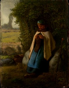 Mille - Shepherdess Seated on a Rock - Metropolitan. Free illustration for personal and commercial use.