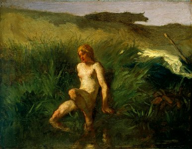 Jean-François Millet - La Baigneuse (1846-1848). Free illustration for personal and commercial use.