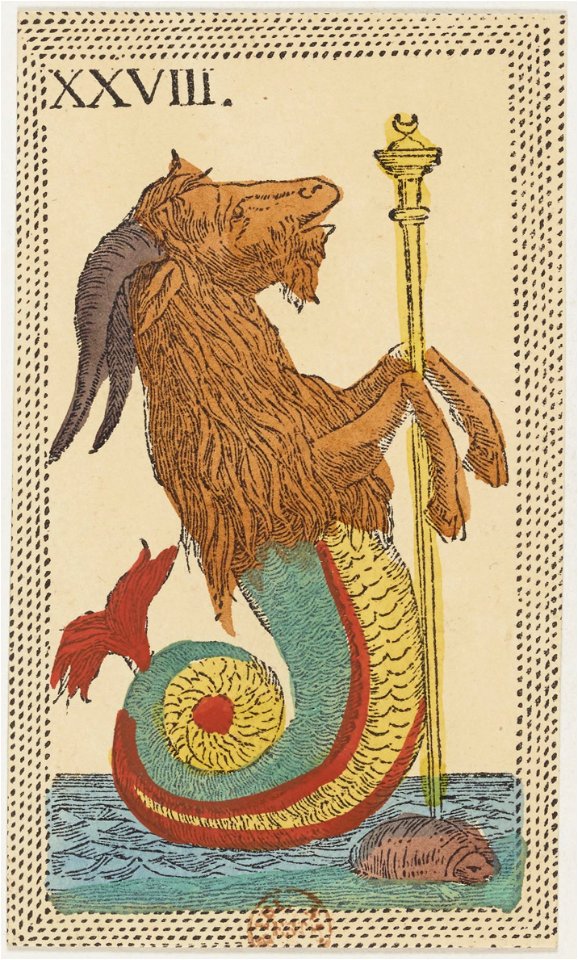 Minchiate card deck - Florence - 1860-1890 - Trumps - 28 - Il Capricorno