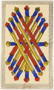 Minchiate card deck - Florence - 1860-1890 - Batons - 10