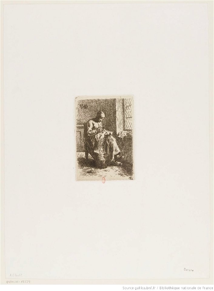 Millet - La Couseuse, 2ème état, btv1b105082317