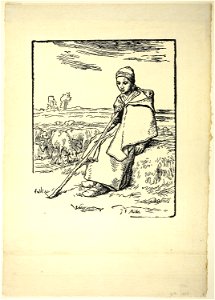 Millet - The Shepherdess, 1944.115. Free illustration for personal and commercial use.