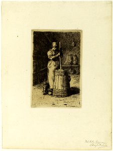 Millet - A Woman Churning, 1923.33. Free illustration for personal and commercial use.