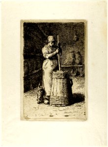 Millet - A Woman Churning, 1944.55. Free illustration for personal and commercial use.