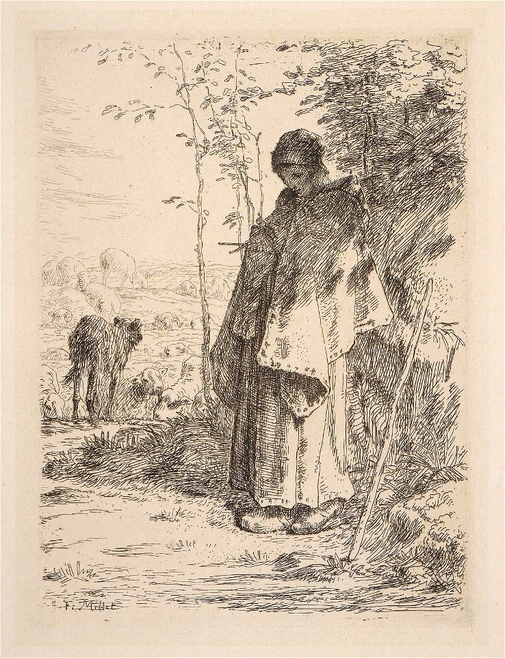 Millet - Shepherdess Knitting (La Grande Bergère), 21.10786