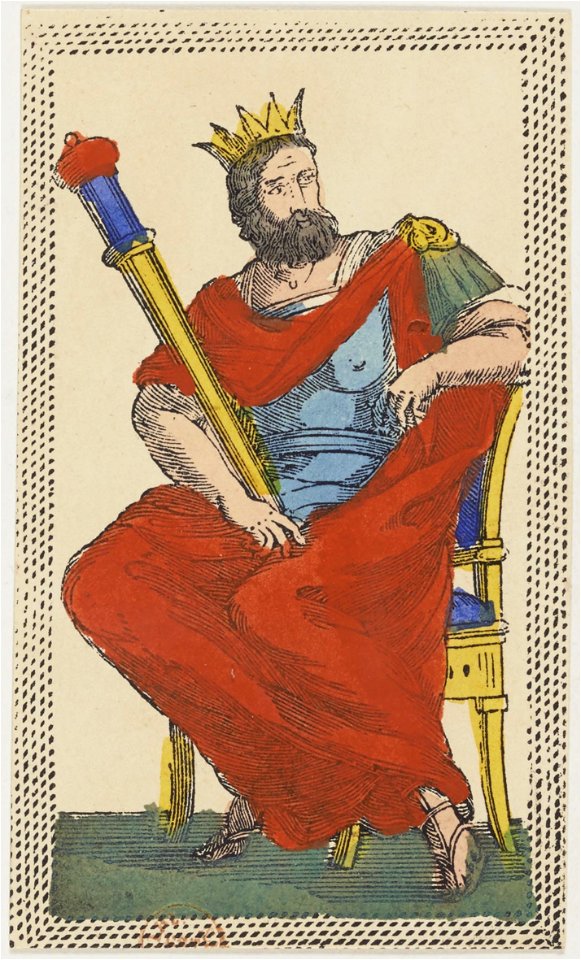 Minchiate card deck - Florence - 1860-1890 - Batons - 14 - King