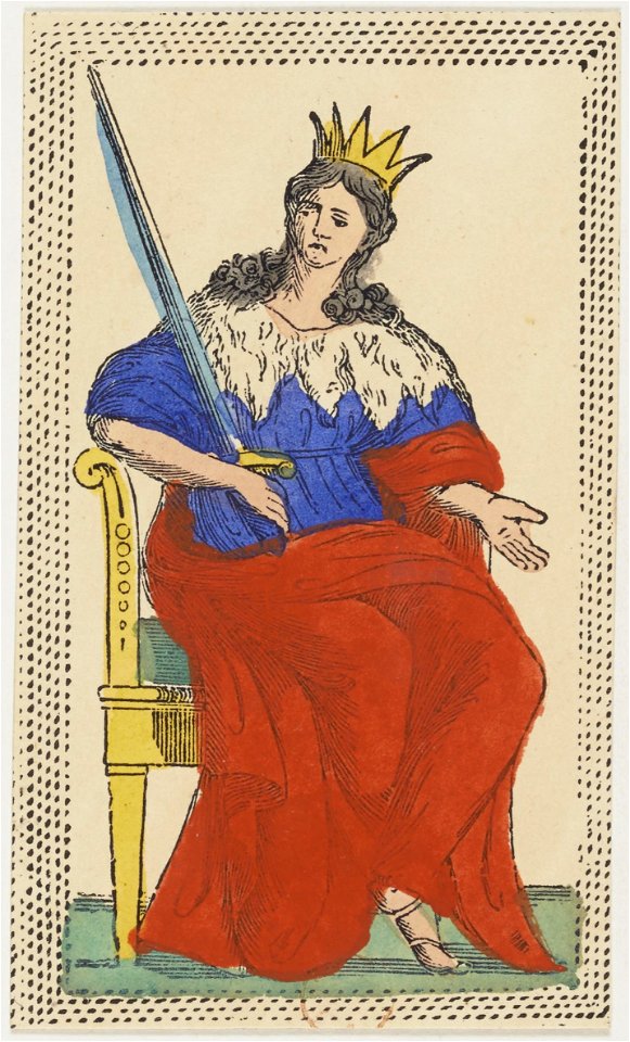 Minchiate card deck - Florence - 1860-1890 - Swords - 13 - Queen