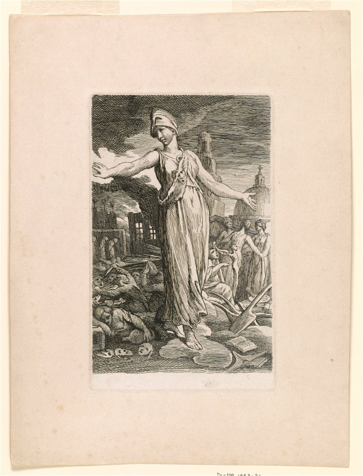 Minerva turning from scenes of violence and destruction to religion and the arts LCCN2003680003