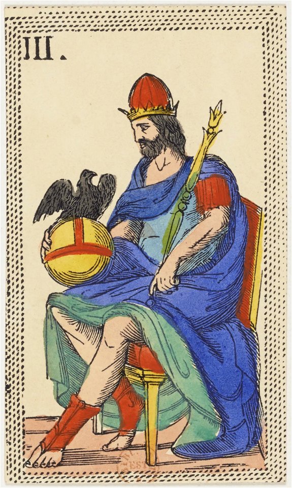 Minchiate card deck - Florence - 1860-1890 - Trumps - 03 - Papa tre