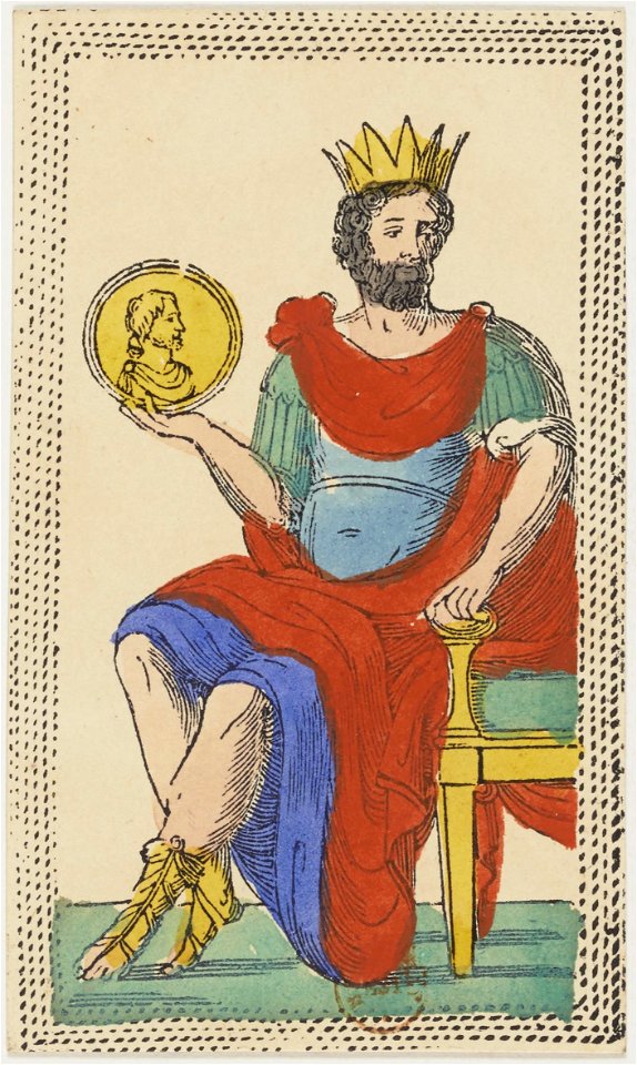 Minchiate card deck - Florence - 1860-1890 - Coins - 14 - King