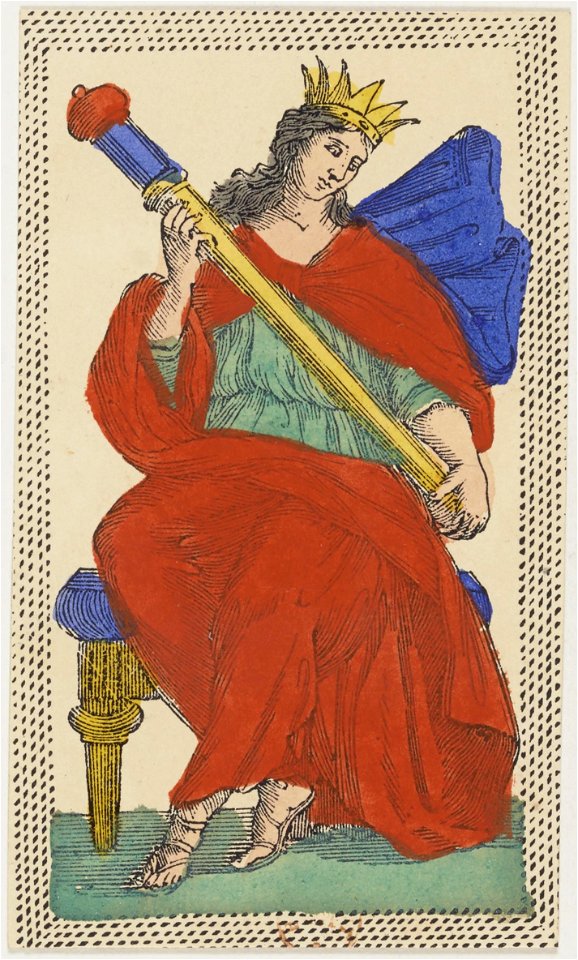 Minchiate card deck - Florence - 1860-1890 - Batons - 13 - Queen