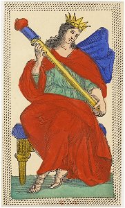 Minchiate card deck - Florence - 1860-1890 - Batons - 13 - Queen