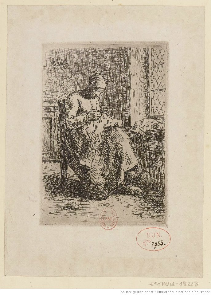 Millet - La Couseuse, 3ème état, btv1b10508238c