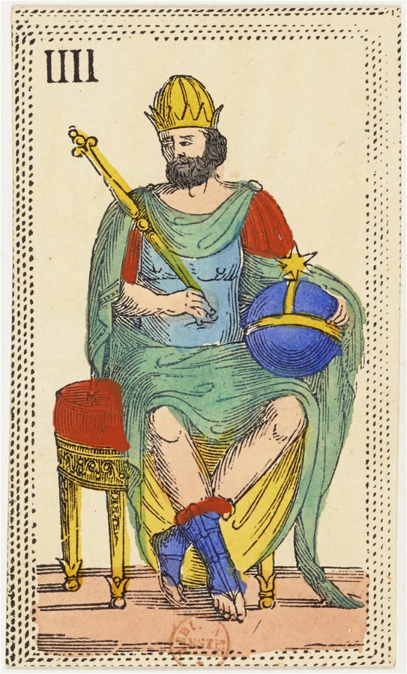 Minchiate card deck - Florence - 1860-1890 - Trumps - 04 - Papa quattro