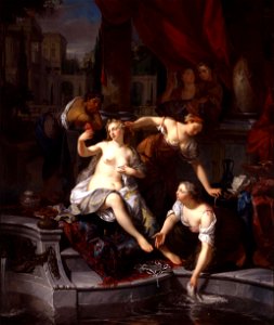Nicolaas Verkolje - Bathseba door David bespied tijdens haar toilet 1716