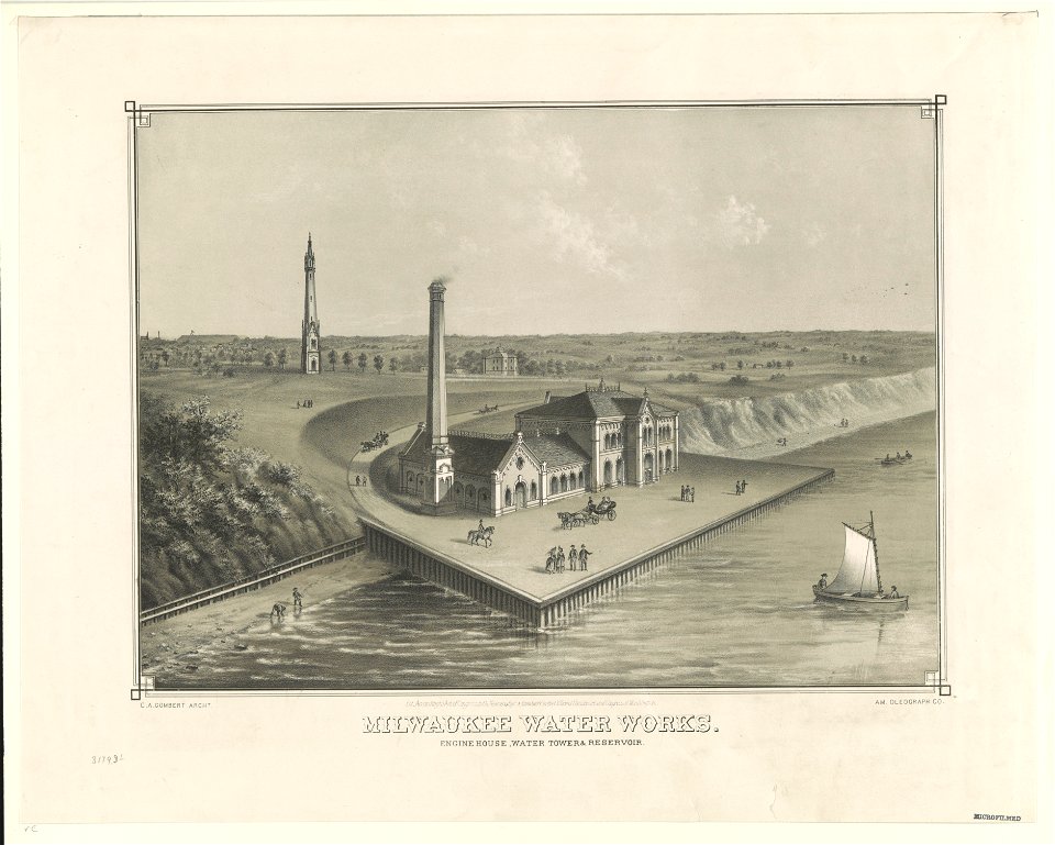 Milwaukee water works. Engine house, water tower & reservoir LCCN2003677868