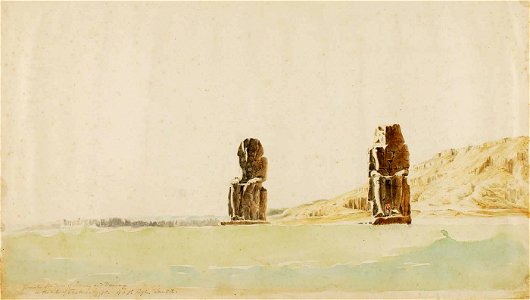 Miner Kilbourne Kellogg - Statues at Memnon, Thebes - 1991.56.198 - Smithsonian American Art Museum