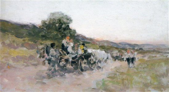 Nicolae Grigorescu - Care cu boi pe inserat