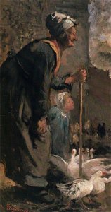 Nicolae Grigorescu - Batrana cu gastele